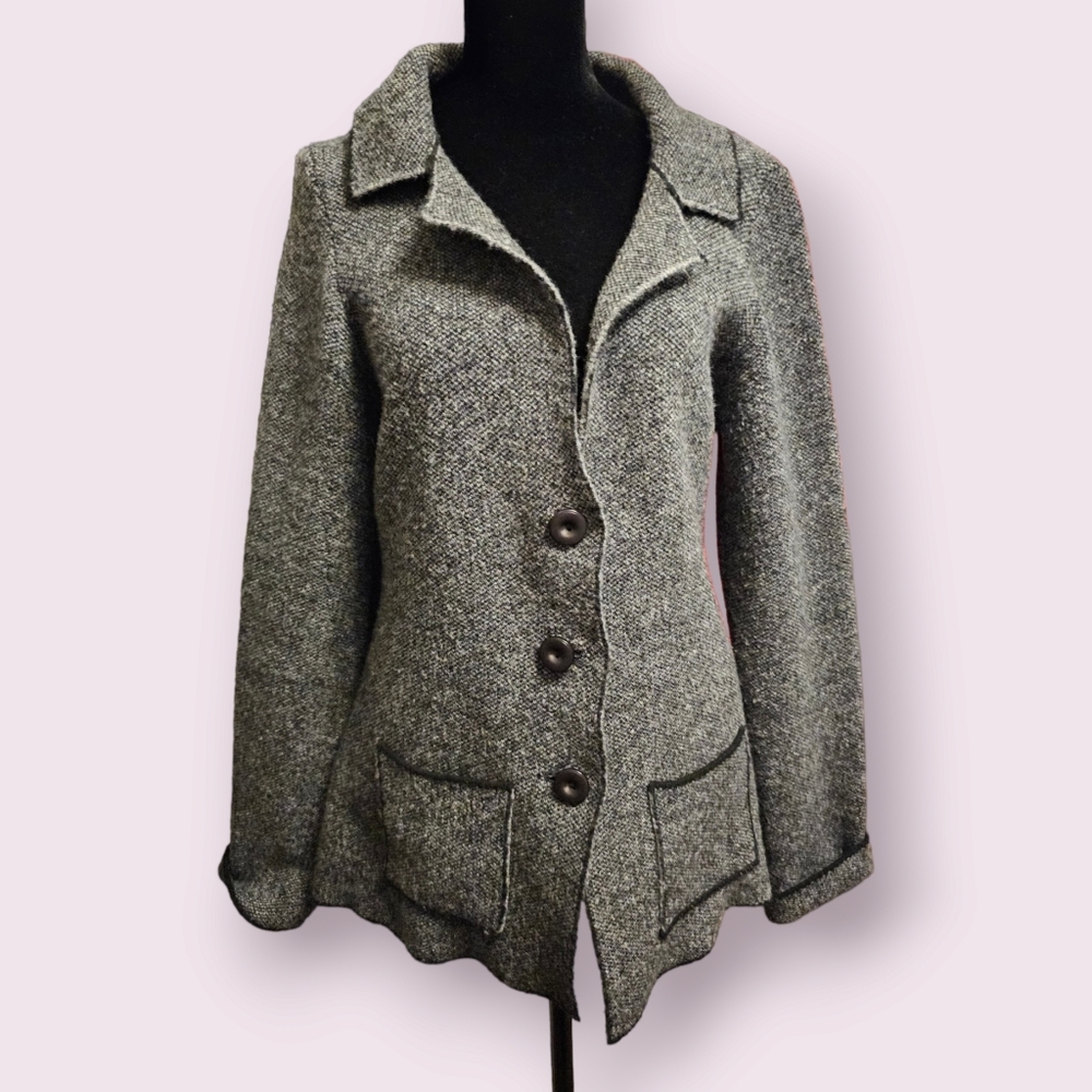 Cocogio Gray Knit Wool Blend Blazer Size Large
